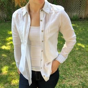 White Button Down Long Sleeve Top